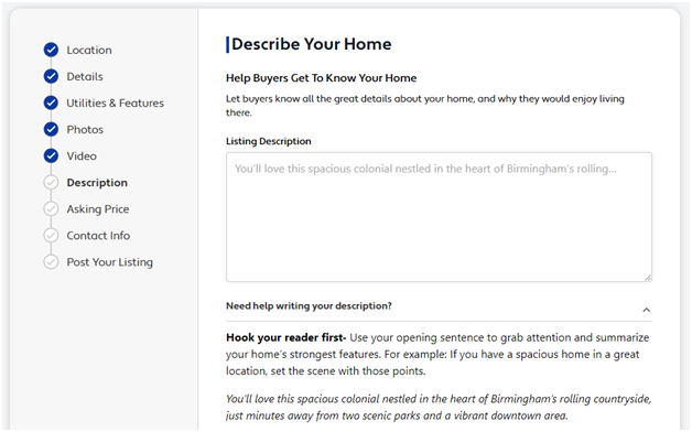 ForSaleByOwner.com Step 9 Description of Vacant Land